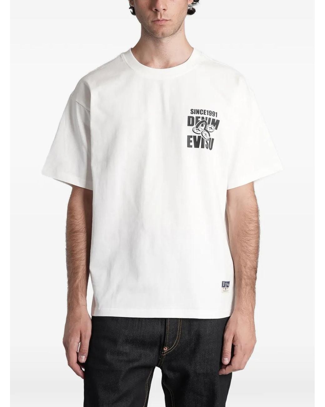 Evisu White Logo-Print Seagull T-Shirt for men