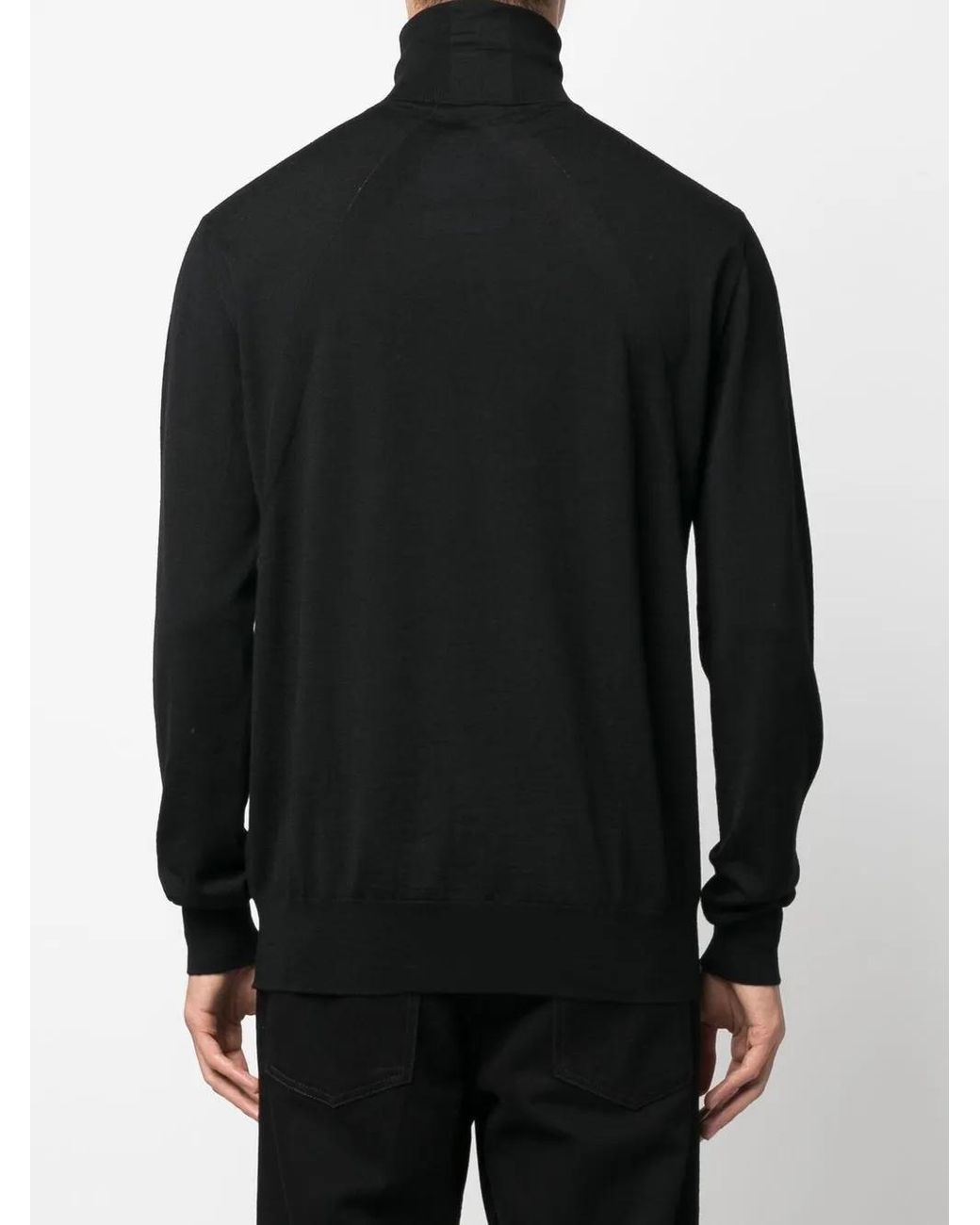 Jil Sander Black Fine-Knit Roll-Neck Jumper for men