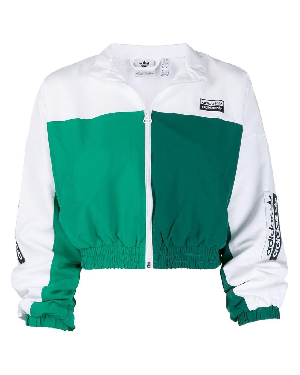 adidas Cropped Track Jacket in Green | Lyst