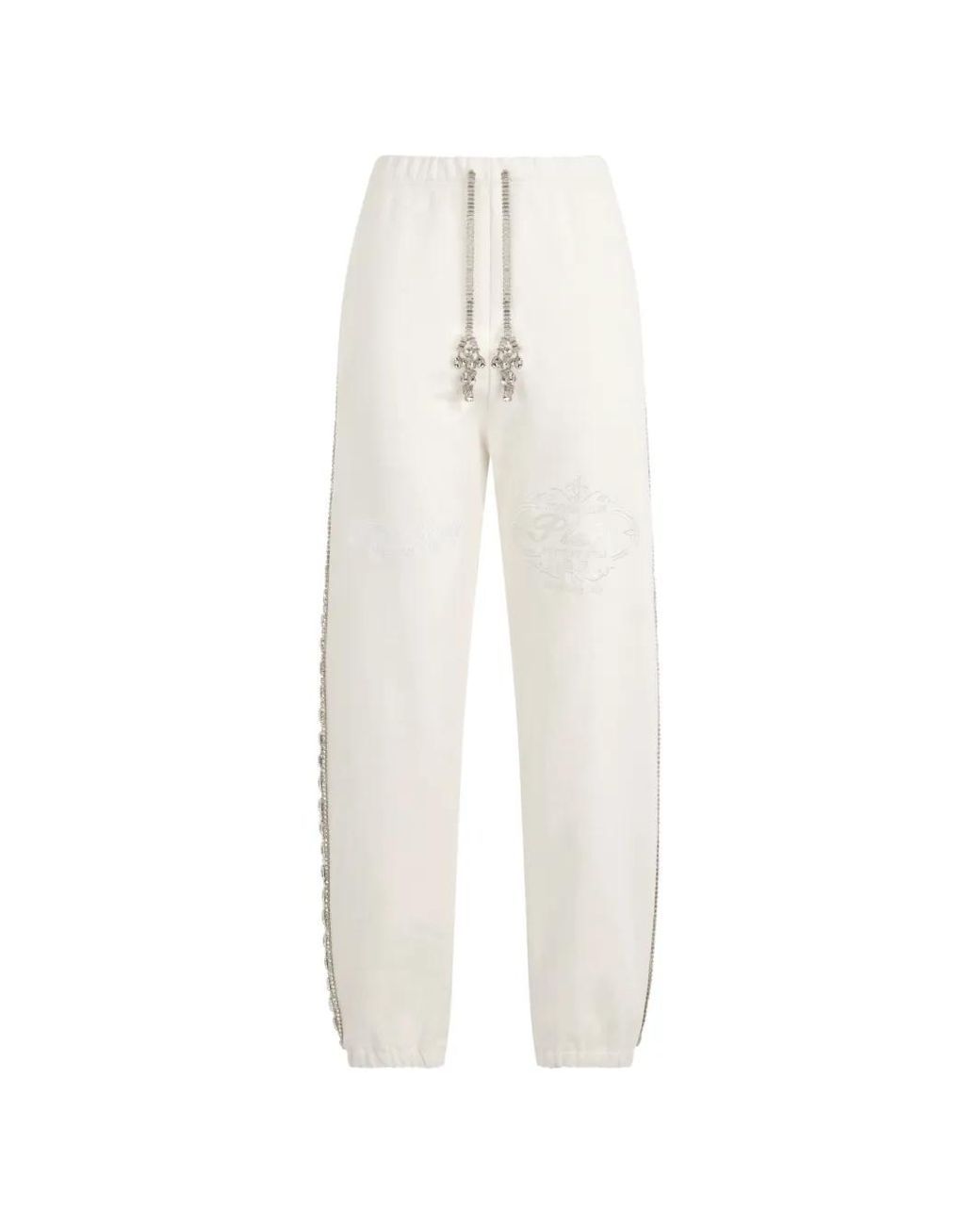 Philipp Plein White Crystal-Embellished Track Pants