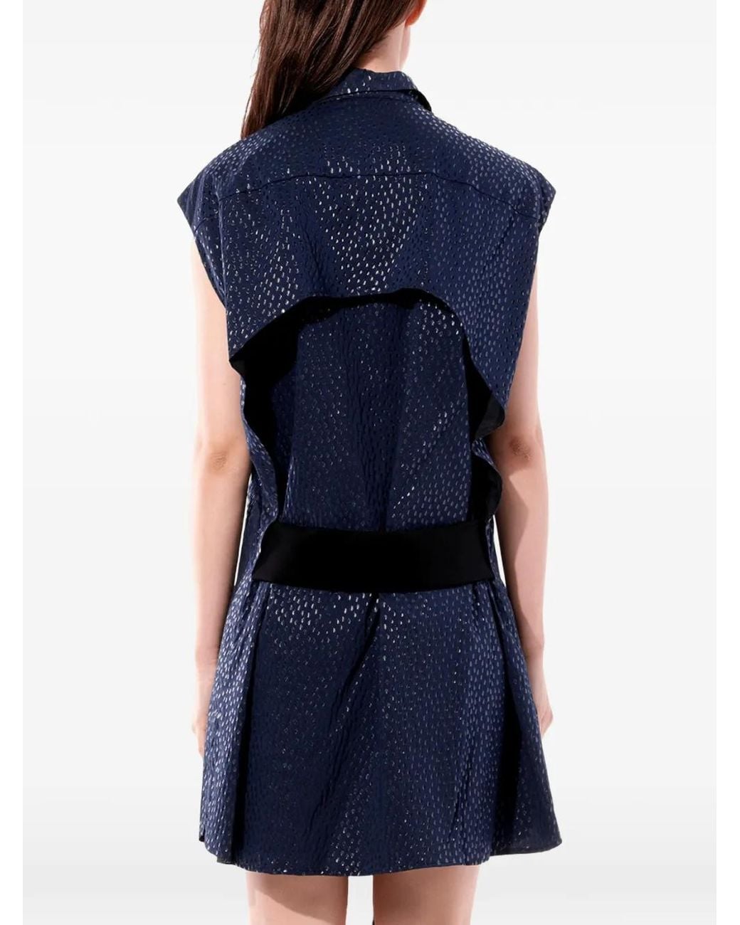 Balenciaga Blue Perforated-Detail Sleeveless Dress