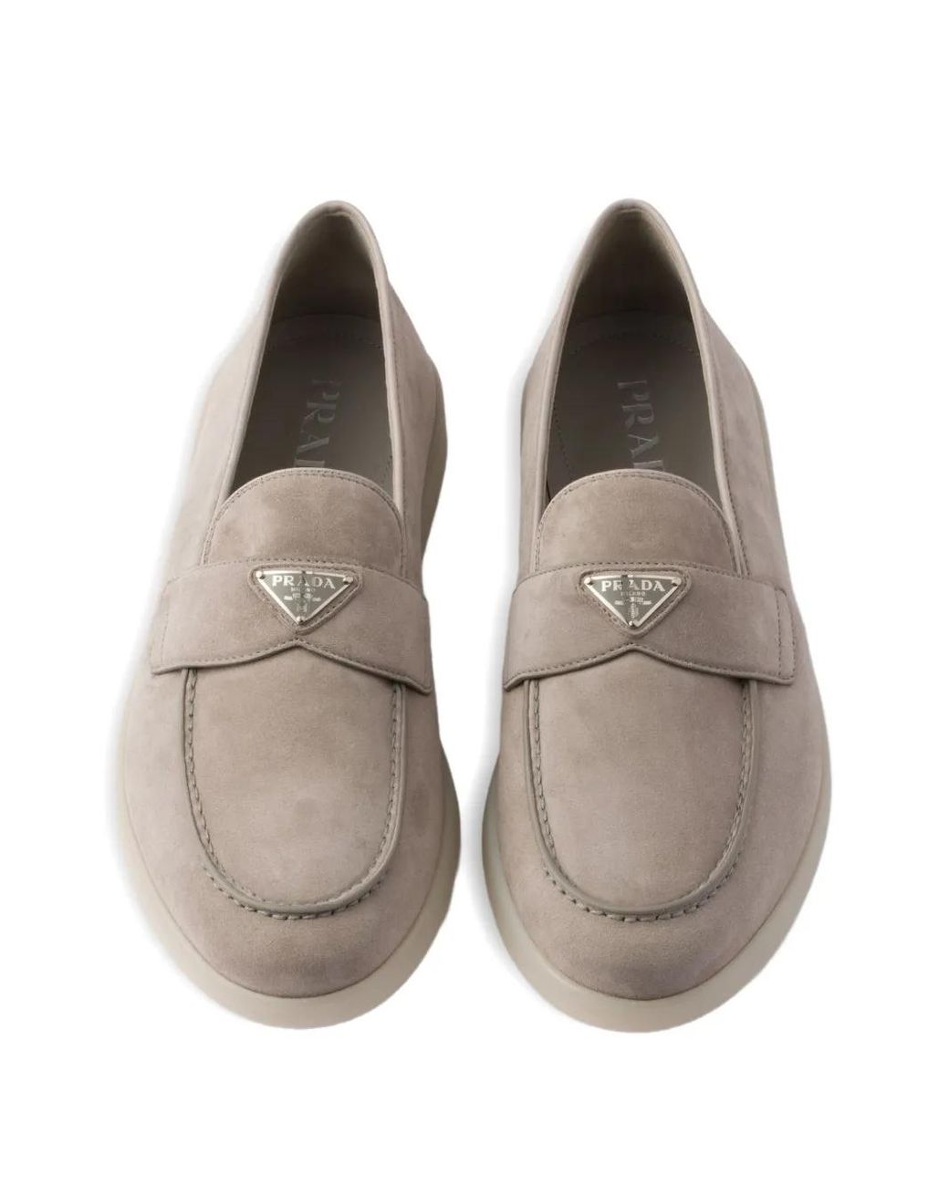 Prada Gray Suede Loafers for men