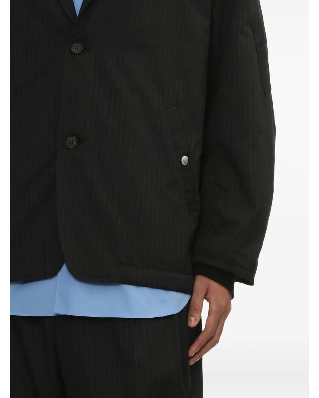 Comme des Garçons Black Pinstripe Three-Button Jacket for men
