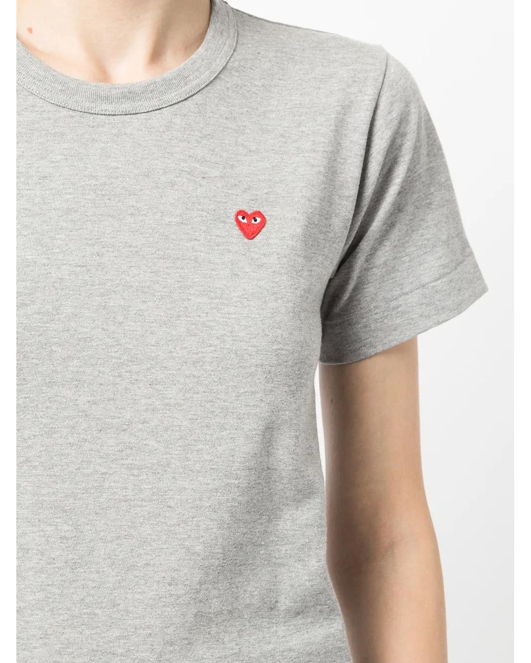 COMME DES GARÇONS PLAY Gray Logo-Print Cotton T-Shirt