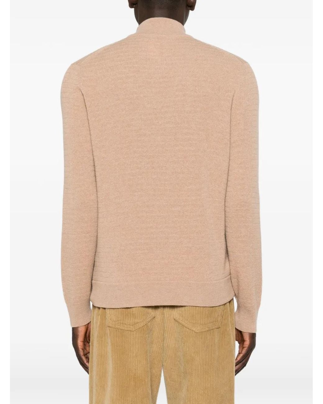 Canali Natural Quarter-Zip Waffle-Knit Sweater for men