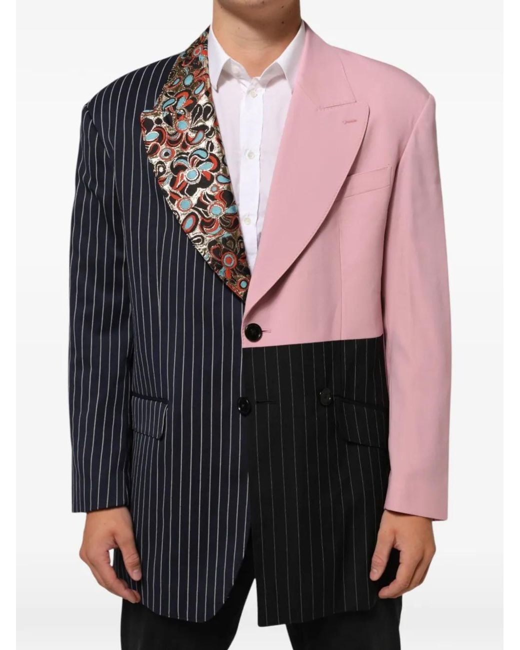 Dolce & Gabbana Black Patchwork Single-Breasted Blazer for men
