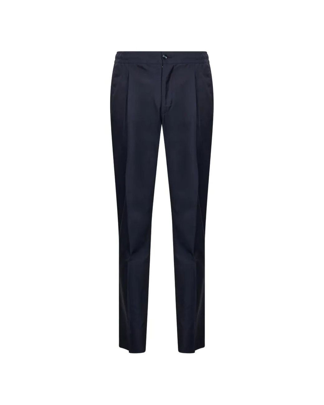 Kiton Blue Pleated Elasticated-Waistband Trousers for men