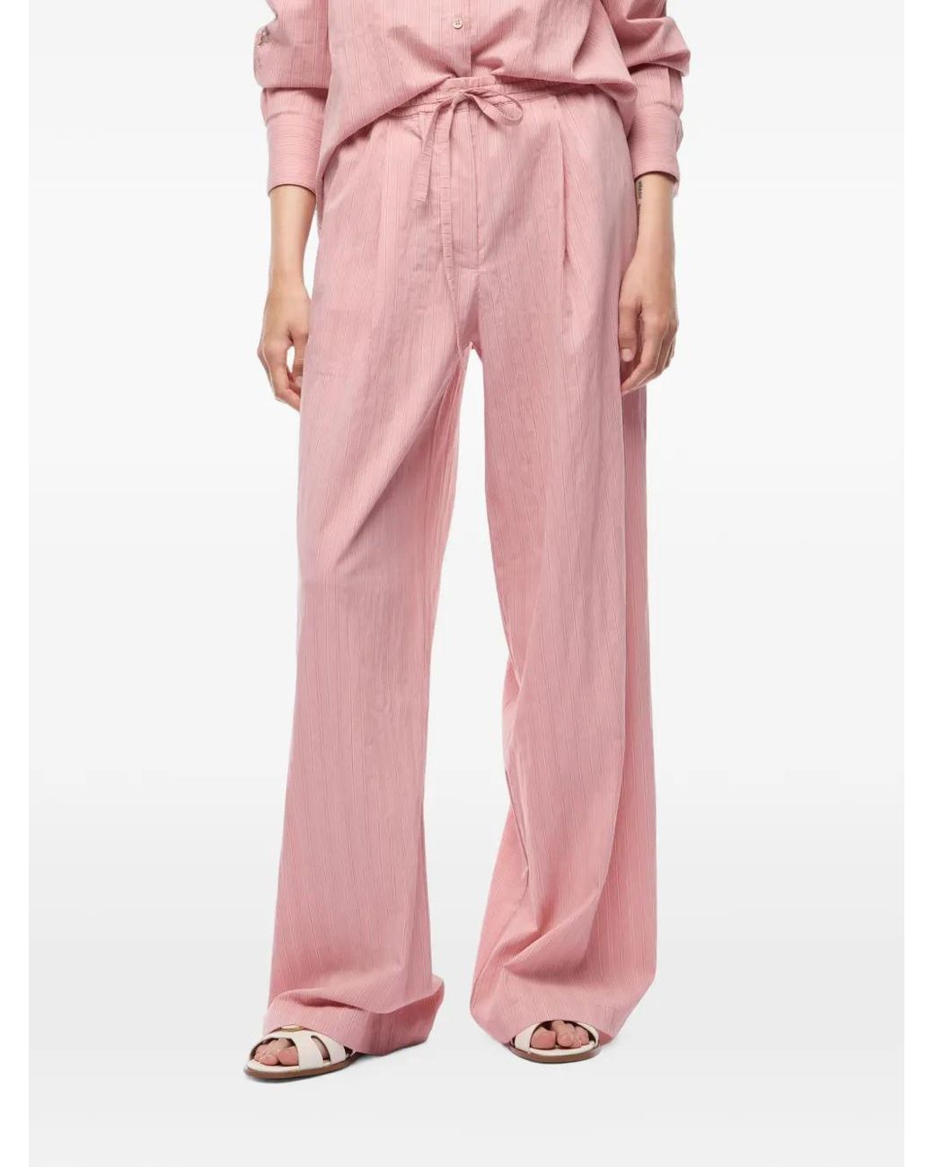 Pinko Pink Pantalon Rayé À Lien De Resserrage