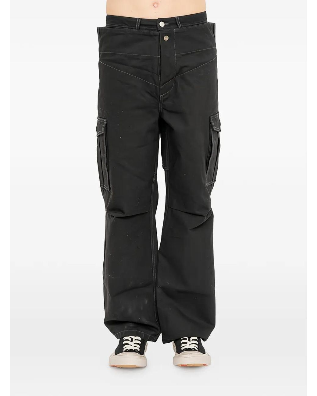 ANDERSSON BELL Black Double-Waist Wide-Leg Jeans