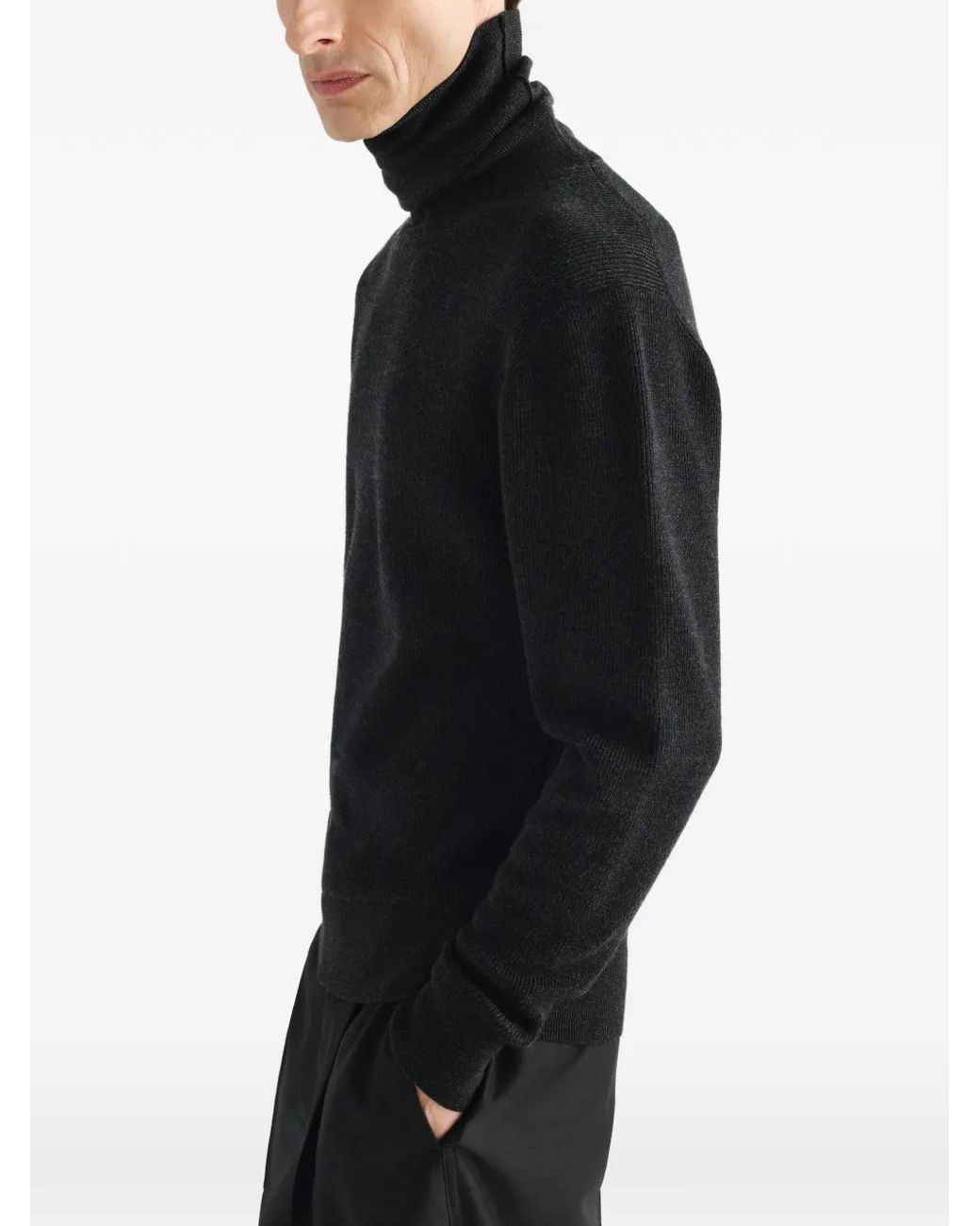 Lemaire Black Stand-Collar Sweater for men