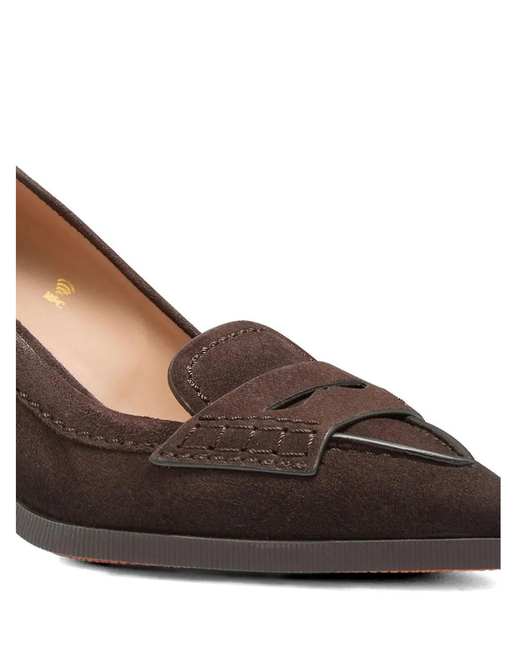 Santoni Brown Penny-Slot Pointed-Toe Pumps