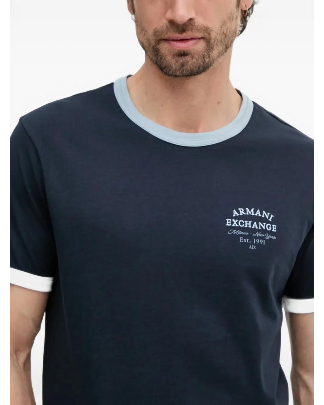 ARMANI EXCHANGE Blue Cotton T-Shirt for men