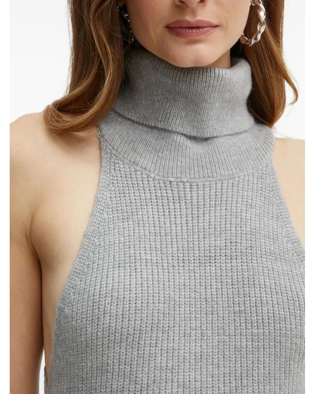 Bardot Gray Ribbed Turtleneck Maxi Dress