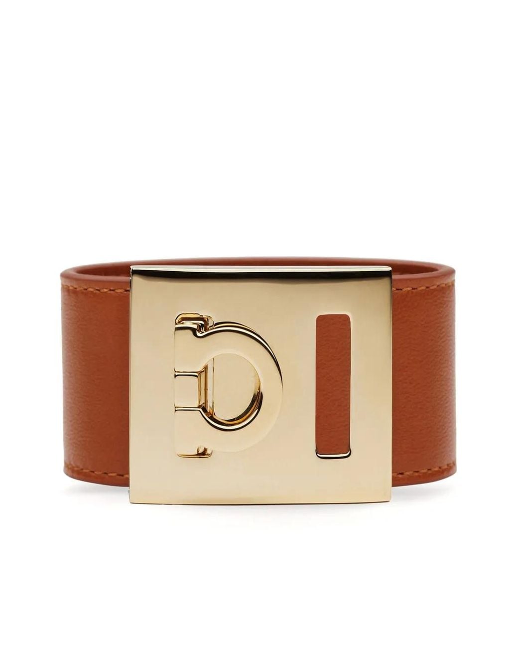 Ferragamo Natural Gancini Leather Bracelet