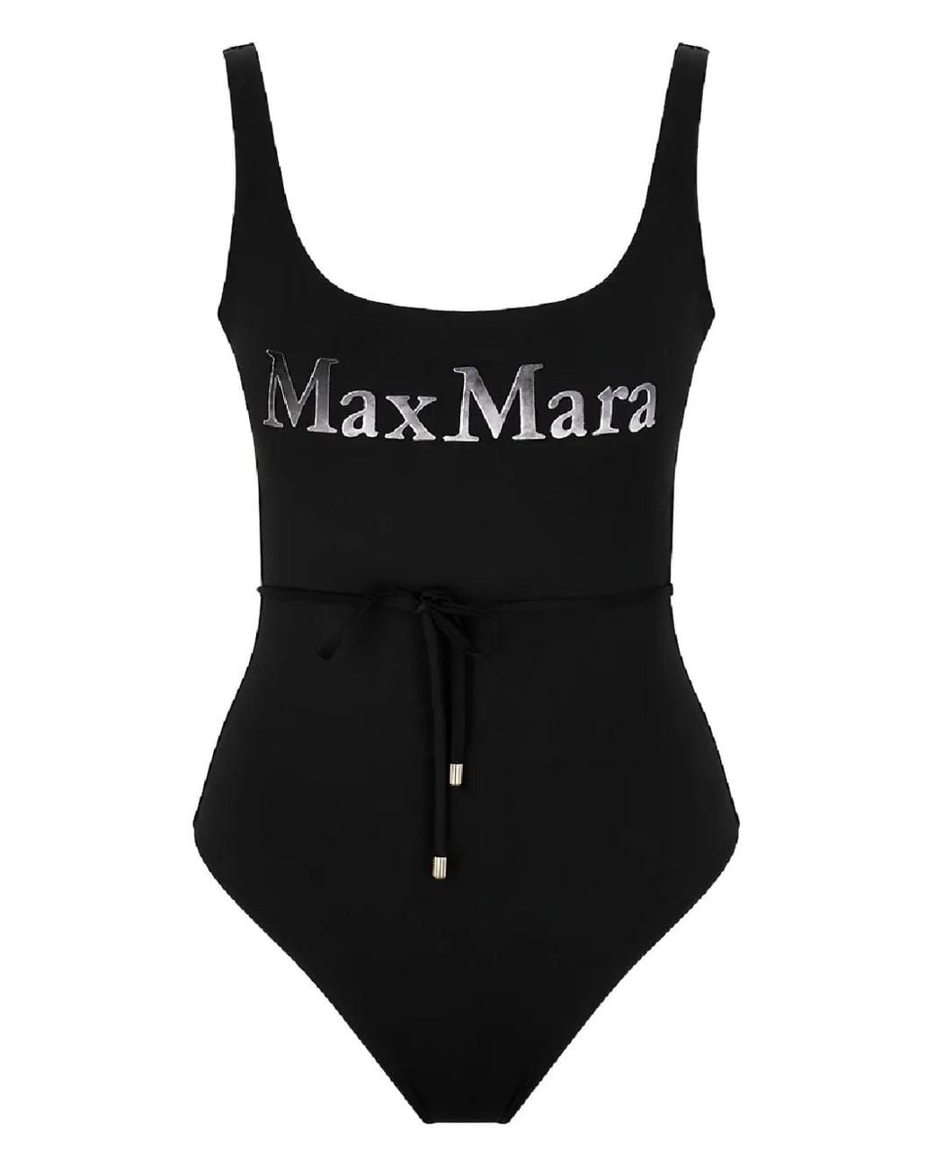 Max Mara Black Carisma Logo-Print Swimsuit