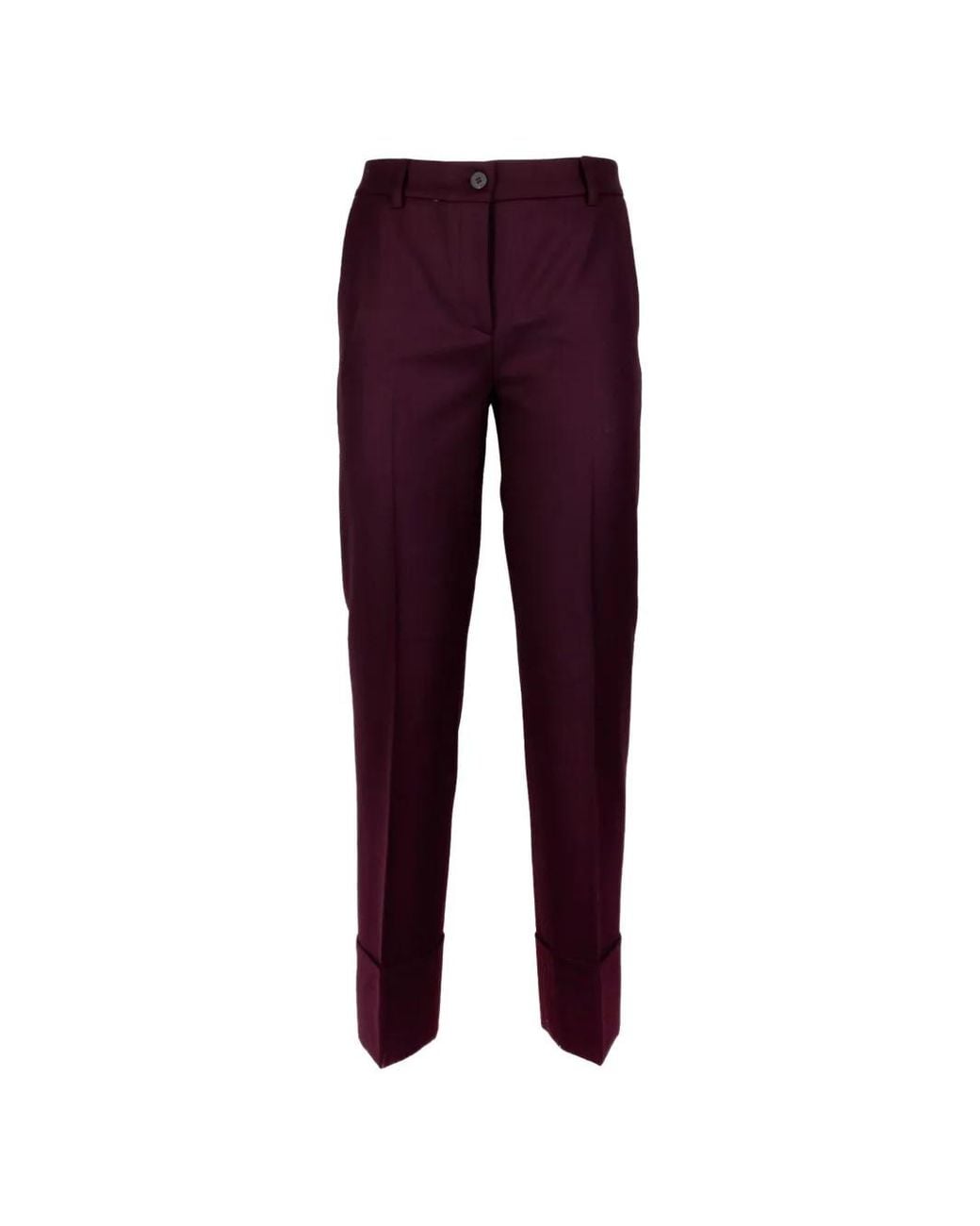 Via Masini 80 Purple Pressed-Crease Turn-Up Trousers
