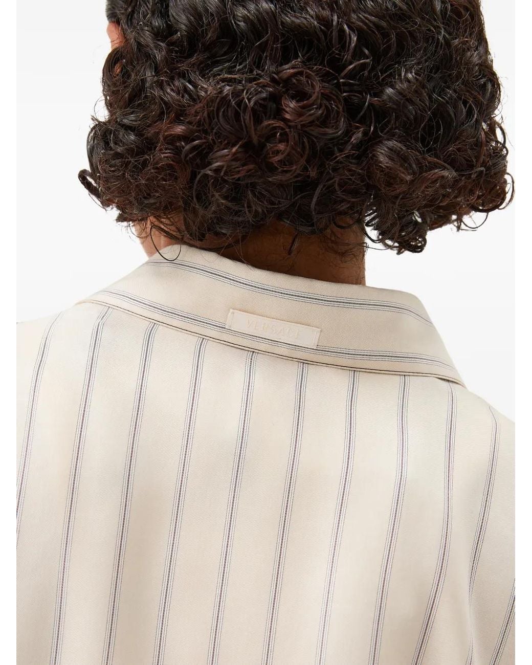 Versace White Striped Silk Twill Shirt