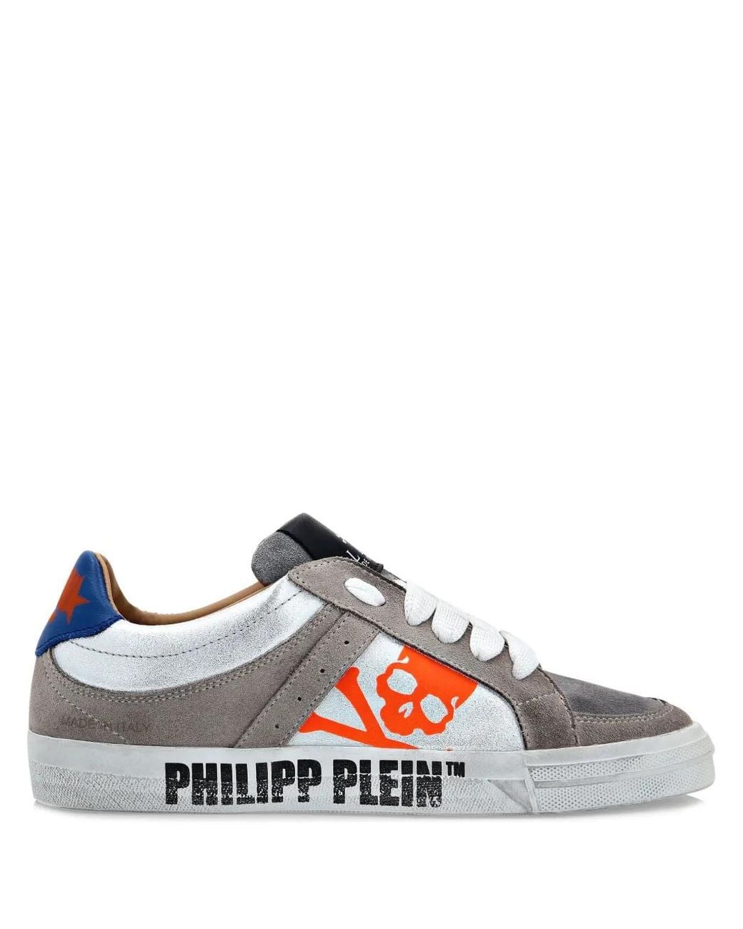 Philipp Plein White Retrokickz Tm Leather Sneakers
