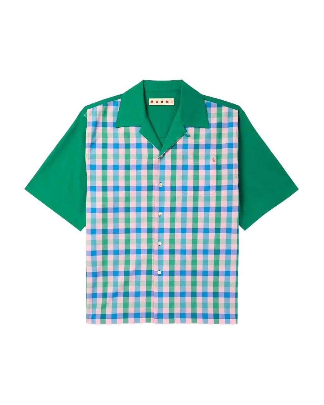 Marni Green Gingham-Pattern Shirt for men