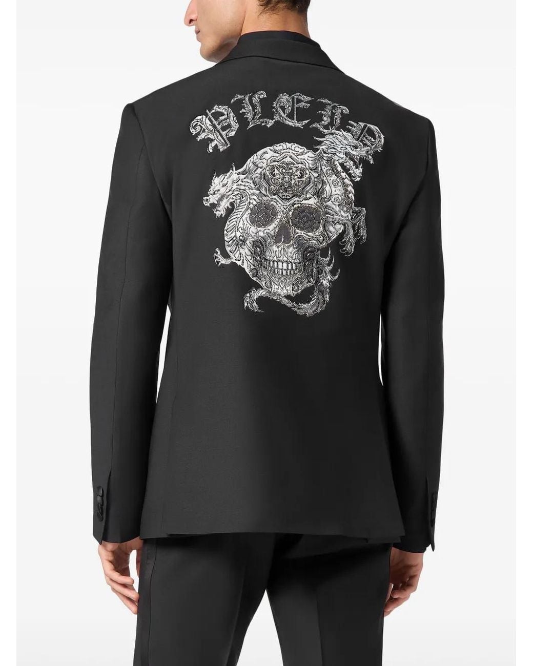 Philipp Plein Black Skull-Print Blazer for men