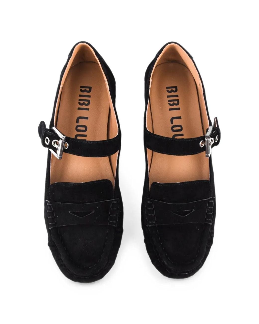 Bibi Lou Black Amaris Buckle-Strap Ballet Flats