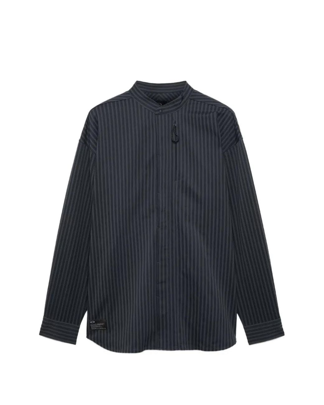 Oakley Blue Vertical-Stripe Band-Collar Shirt for men