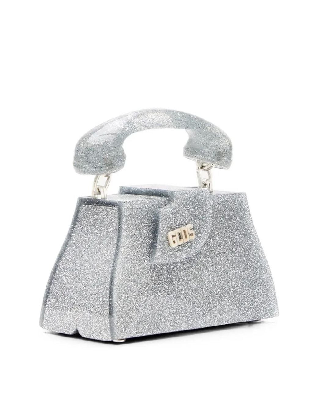 Gcds Gray Baby Call Me Comma Glitter Tote Bag