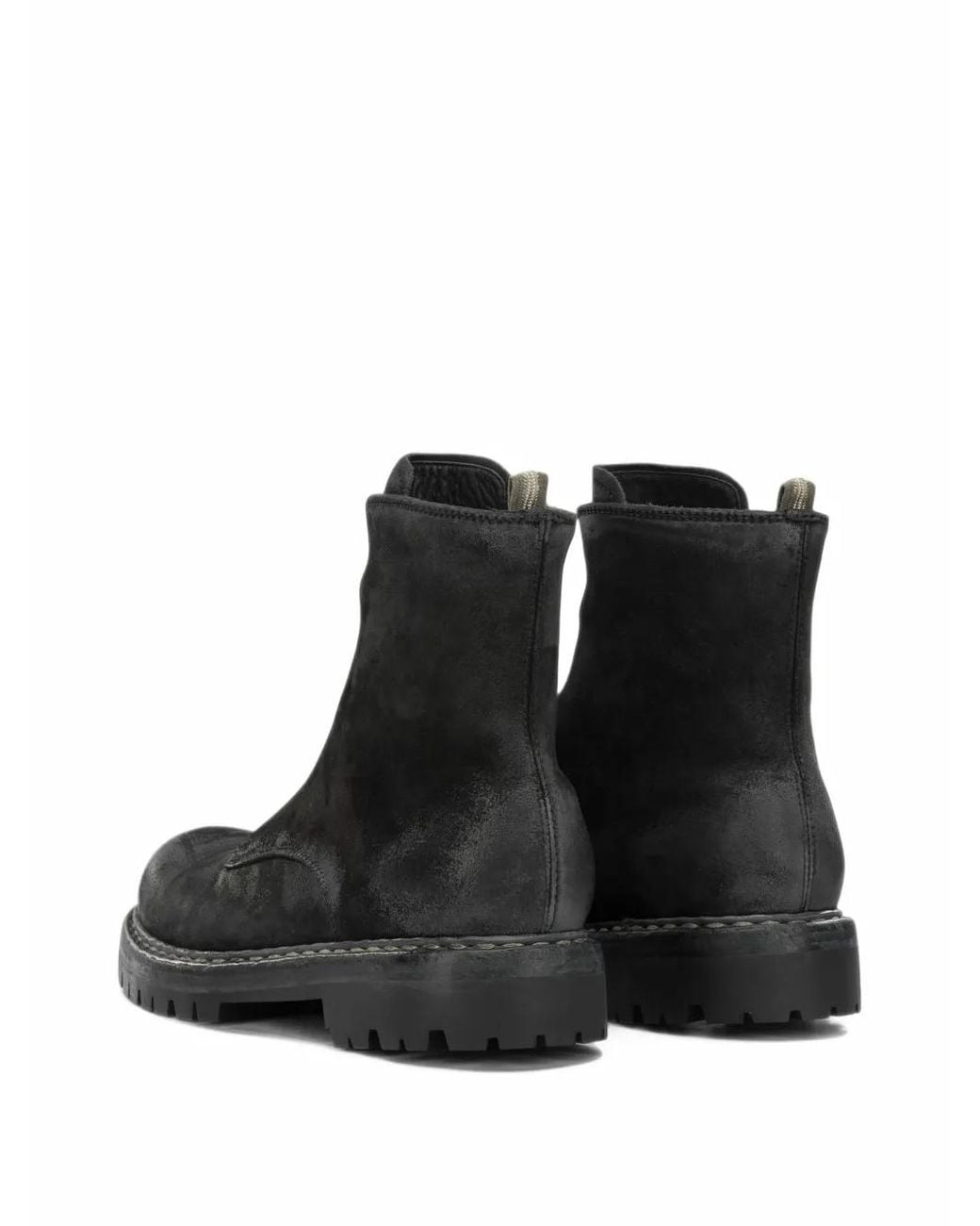 Officine Creative Black Bulla Dd Lug 114 Front-Zip Biker Boots for men