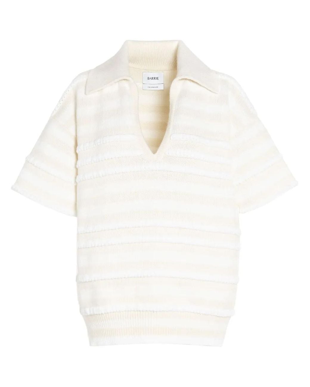 Barrie White Striped Polo Top