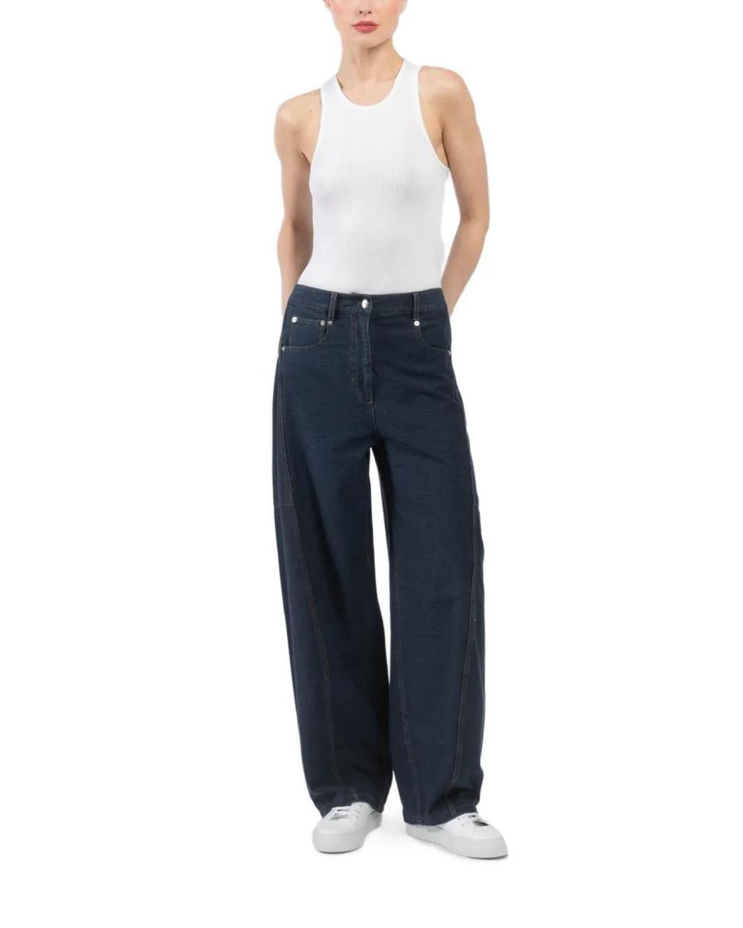 Tibi White Ribbed Tank Top