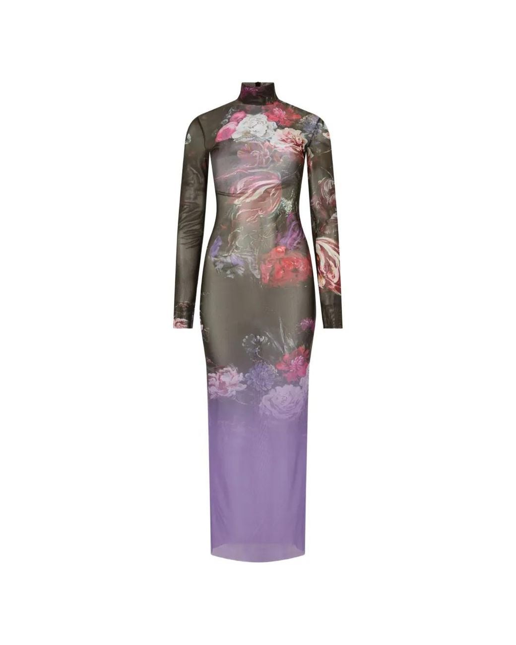 Roberto Cavalli Black Floral-Print High-Neck Maxi Dress