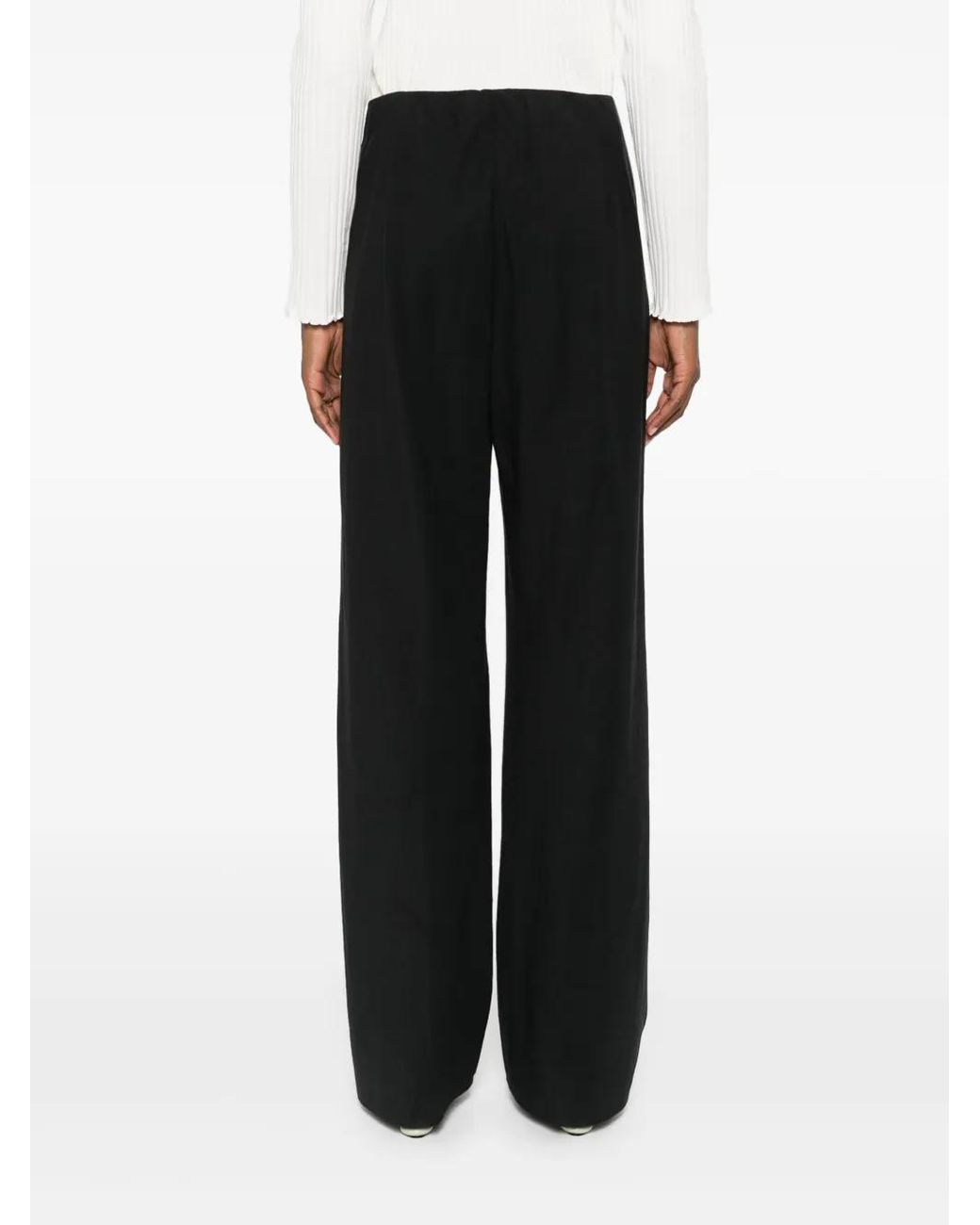 Vince Black High-Waist Straight-Leg Trousers