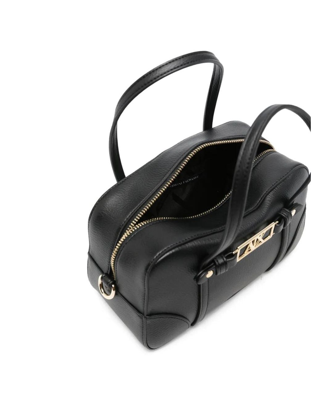 ARMANI EXCHANGE Black Logo-Plaque Tote Bag