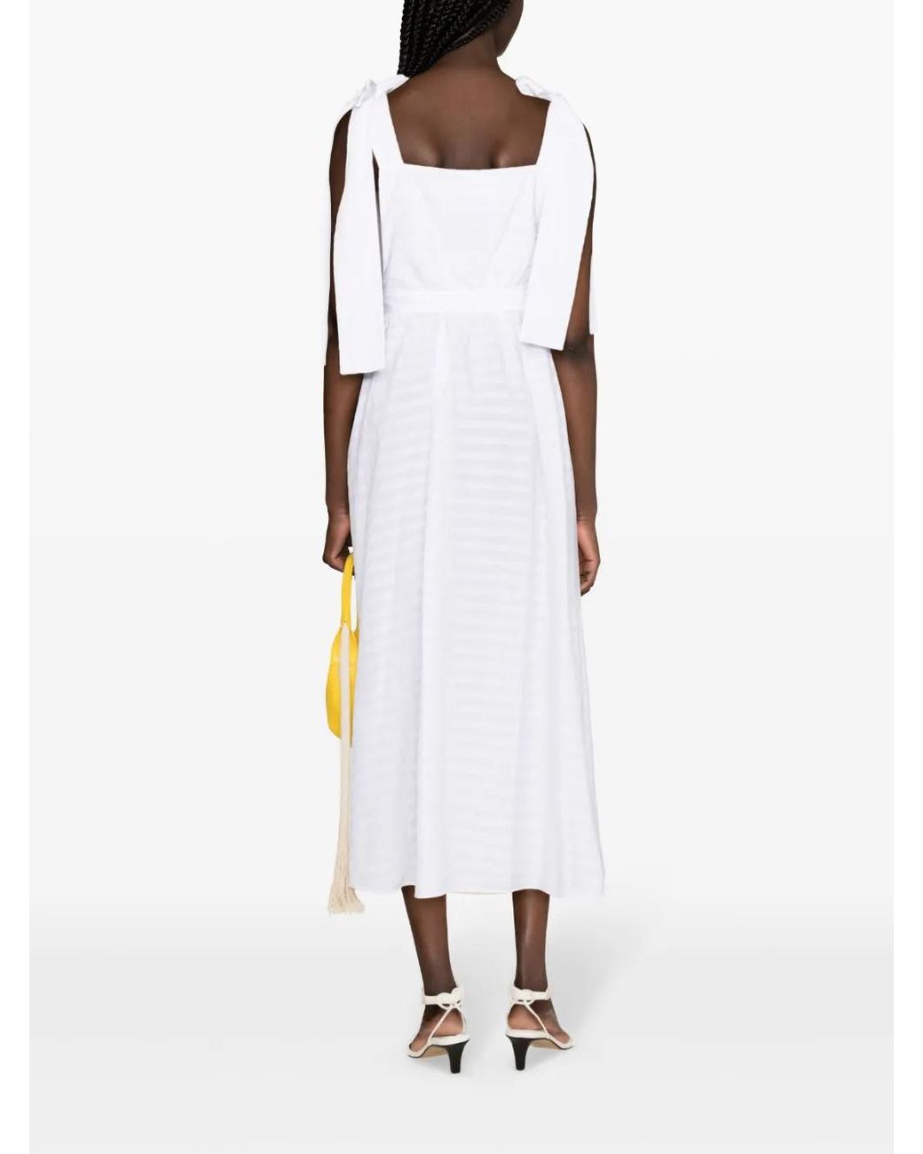 MSGM White Bow-Detail Midi Dress