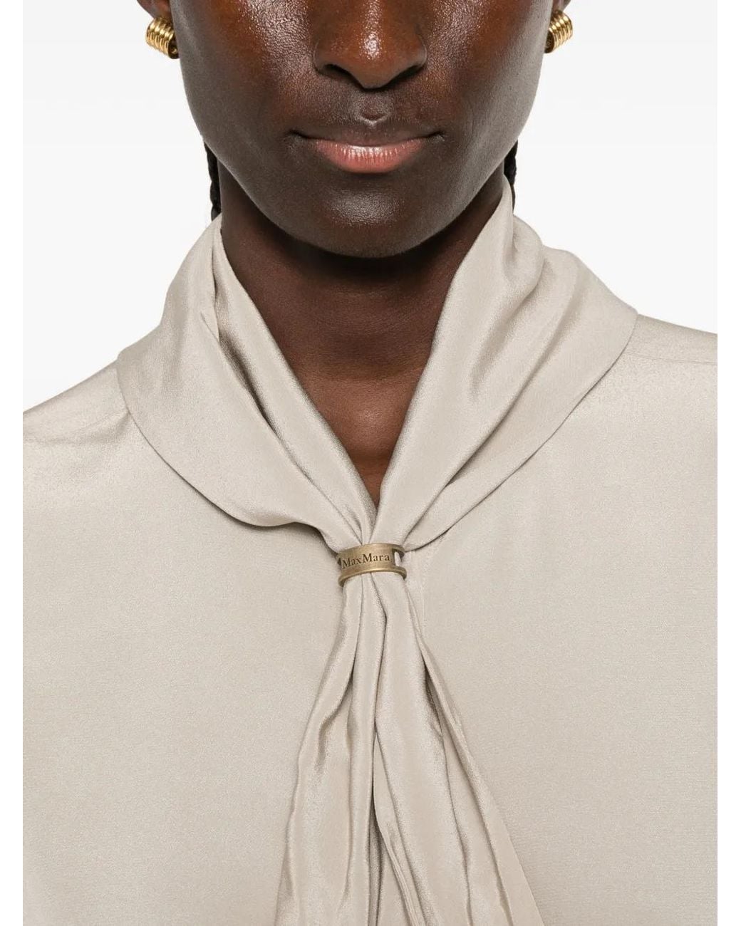 Max Mara Natural Dry Bow-Detail Silk Blouse