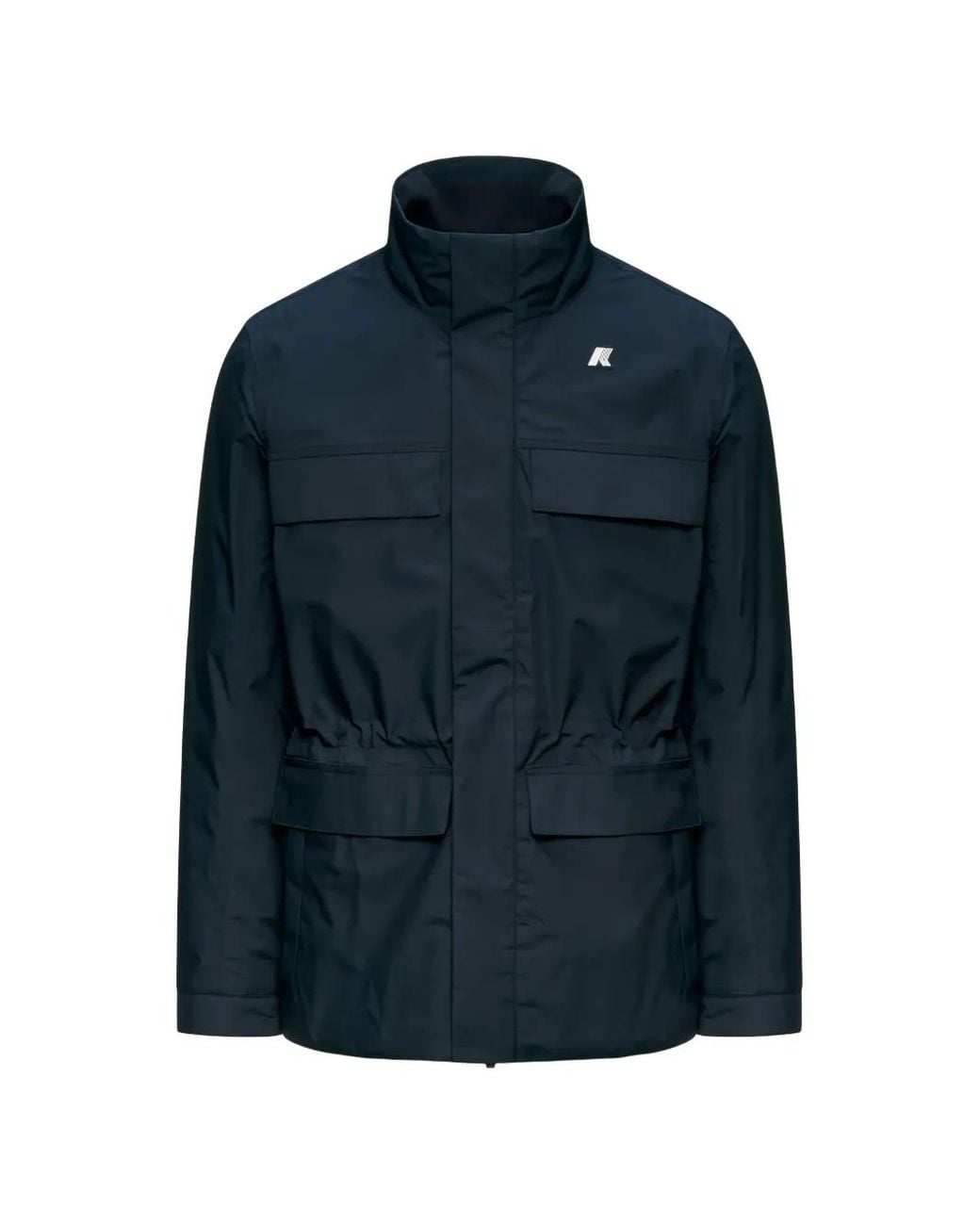 K-Way Blue Logo-Patch Multi-Pocket Jacket for men