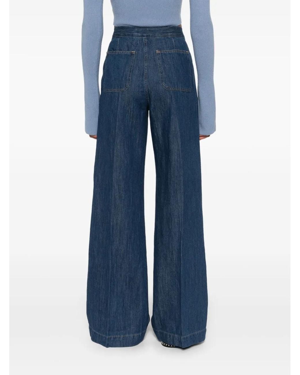 Polo Ralph Lauren Blue Wide-Leg Jeans With Belted Waist