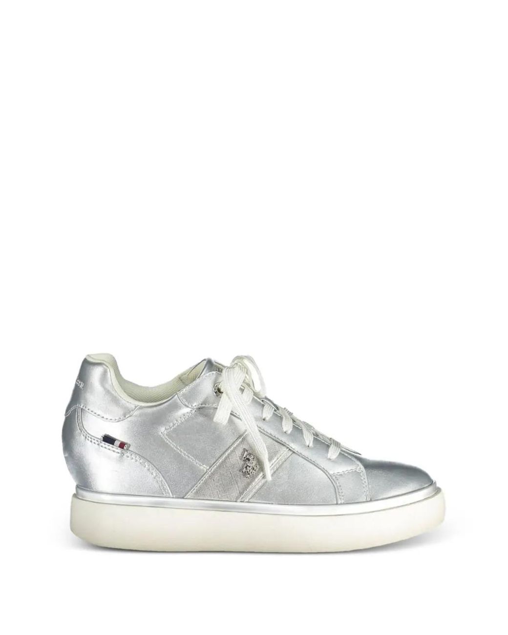 U.S. POLO ASSN. White Angie Metallic Lace-Up Sneakers