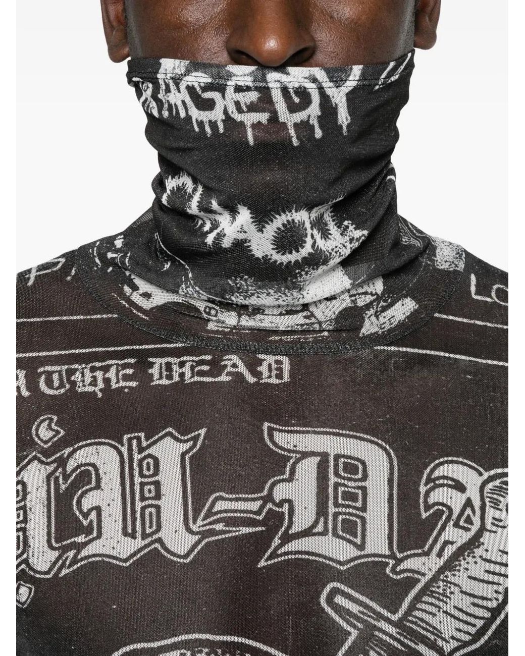 LỰU ĐẠN Gray Masked Mesh Top T-Shirt for men