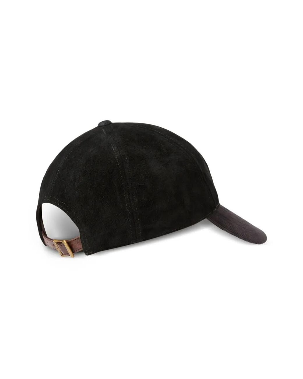 RRL Black Logo-Patch Suede Baseball Cap for men