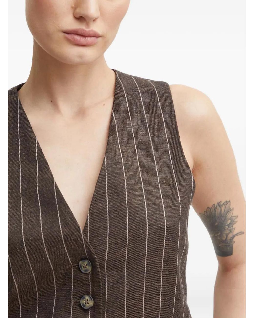 Day Birger et Mikkelsen Brown Pinstripe-Patterned Button Vest