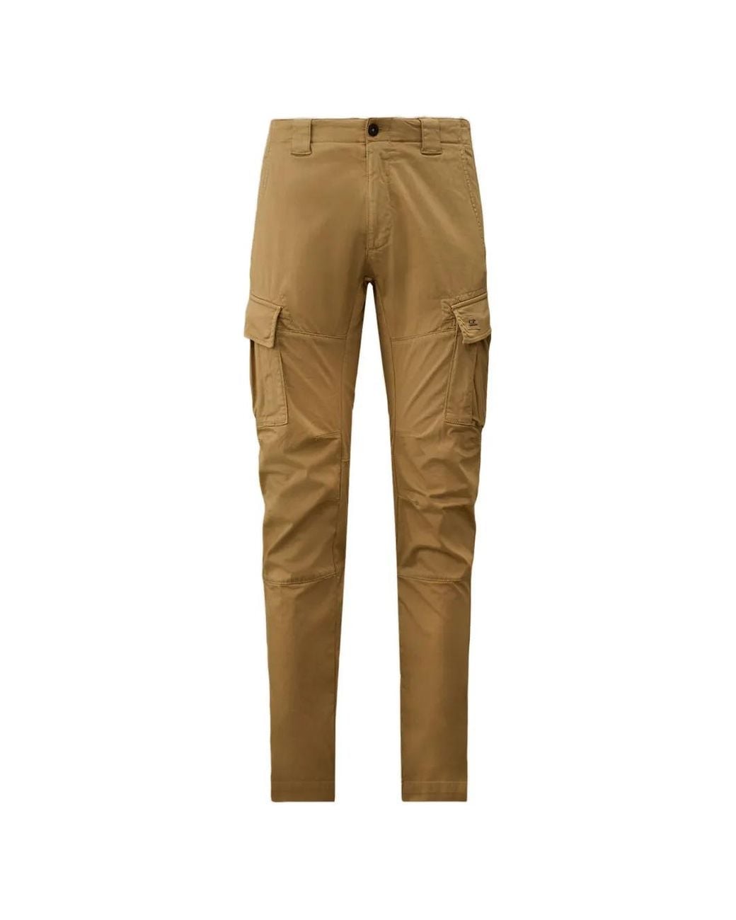 C P Company Natural Stretch Sateen Ergonomic Logo Cargo Trousers for men