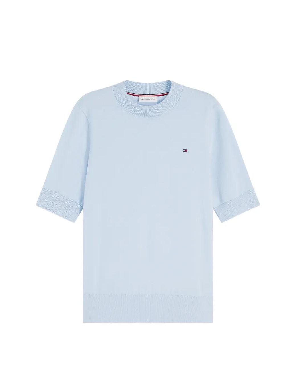 Tommy Hilfiger Blue Short-Sleeve Logo-Embroidered Top