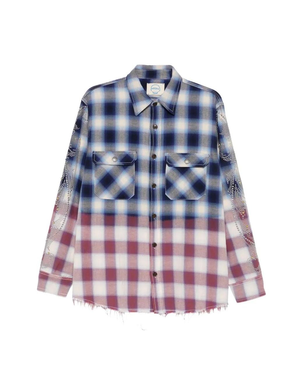 ERCOLE STUDIO Blue Stud-Embellished Checked Shirt for men