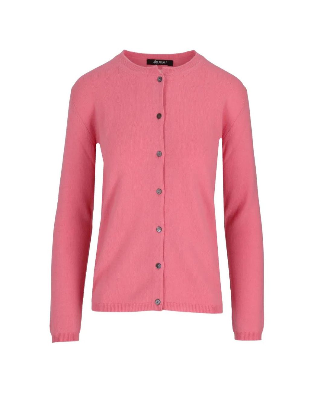 LA ROSE Pink Button-Up Cardigan