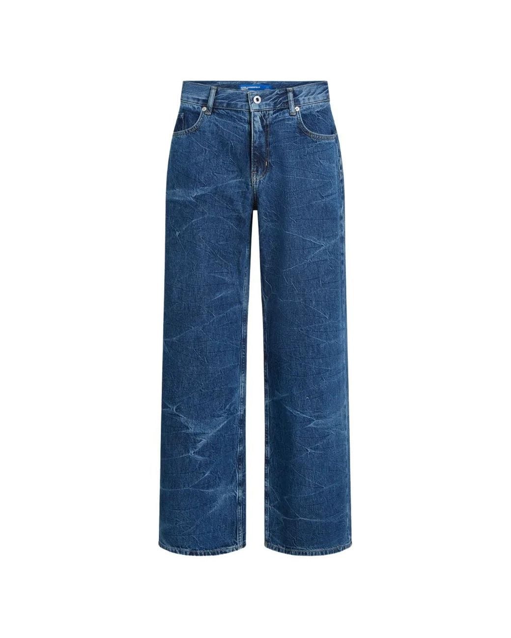 Karl Lagerfeld Blue Wrinkle-Effect Jeans