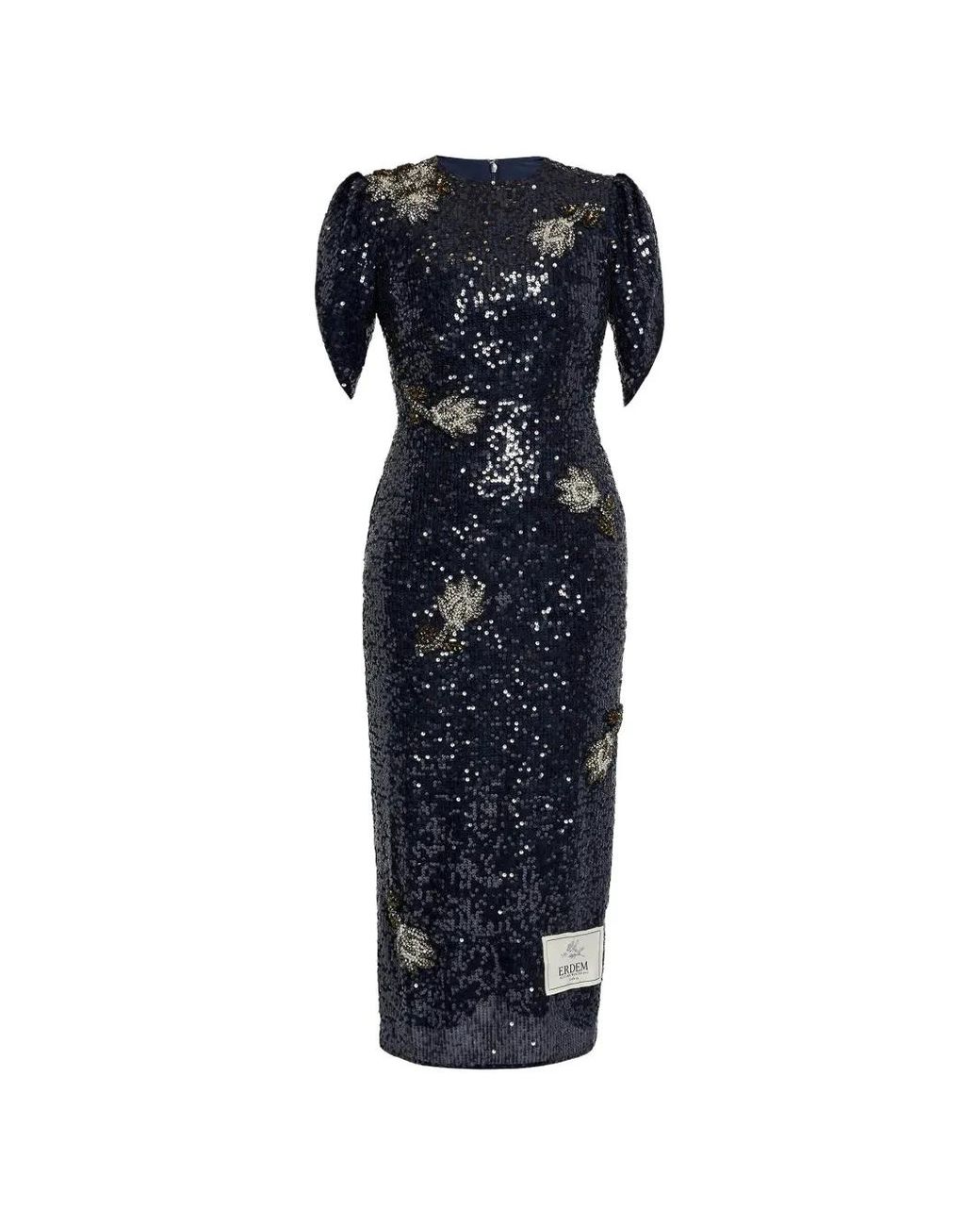 Erdem Blue Sequined Midi Dress