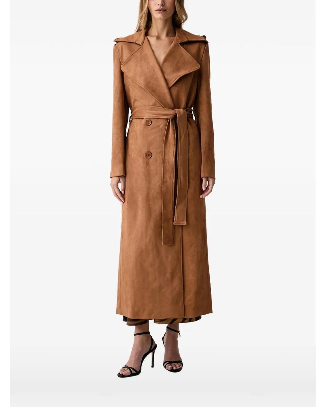 Bardot Brown Double-Breasted Belted Coat