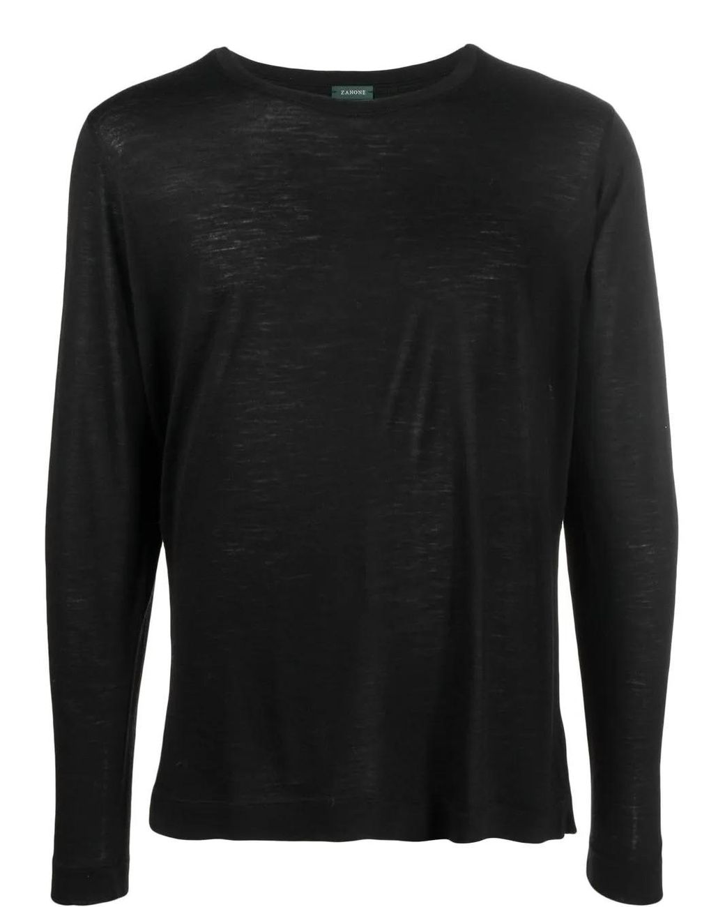 Zanone Black Crew-Neck Virgin-Wool T-Shirt for men