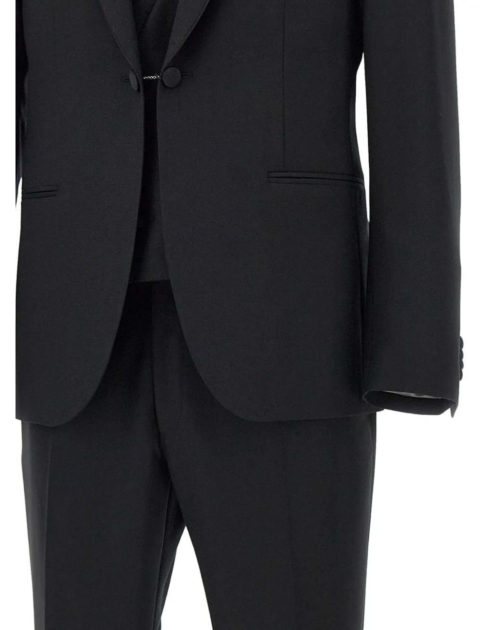 Corneliani Black Satin-Trim Three-Piece Suit for men